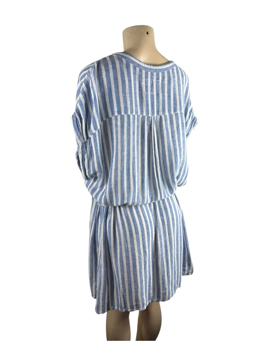 RAILS Angelina Linen Blue & White Striped Dress Size Large